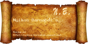 Nyikos Barnabás névjegykártya